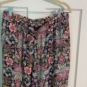 Loft floral wide leg crop pants